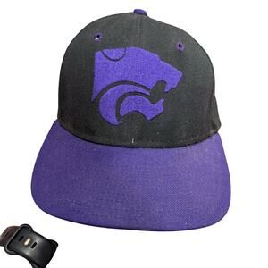 Vintage DeLong Kansas State Wildcats Black Purple Fitted 7 1/8 Wool?? - BUB
